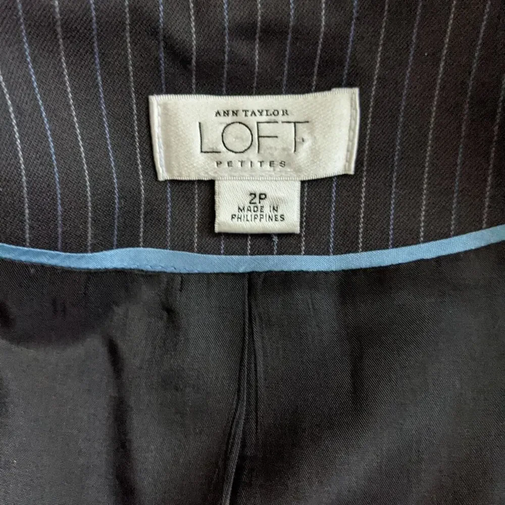 Loft Wool Blend Black Pinstripe Blazer Jacket 2P